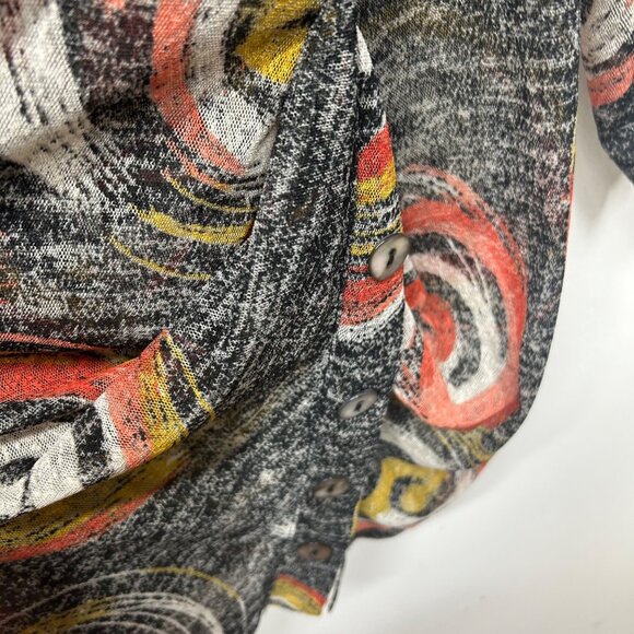 Ali Miles Colorful Swirl Print Open Front Cardigan XL Lightweight Knit - Picture 6 of 10